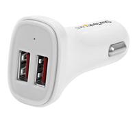 StarTech.com Cargador de Coche USB de Dos Puertos - 24W / 4,8A - Blanco - Para Cargar 2 Tablets o Smartphones al Mismo Tiempo