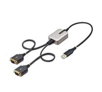StarTech.com 2P1FFC-USB-SERIAL cambiador de género para cable USB-A 2 x DB-9 RS-232 Negro, Gris