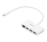 Hub USB - StarTech.com HB30C3A1GEA Concentrador USB 3.0 USB-C a 3 Puertos USB-A y Red Blanco