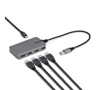 StarTech.com Hub USB-A de 4 Puertos - Ladrón USB - Concentrador USB 3.0 Portátil de 5Gbps - Alimentado por el Bus - Entrada USB Tipo C