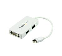StarTech.com Adaptador Conversor de Mini DisplayPort a VGA DVI o HDMI - Convertidor A/V 3 en 1 para viajes - Blanco