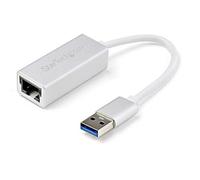 StarTech.com Adaptador de Red Ethernet Gigabit USB 3.0, Plateado, Con Diseño Estilizado de Aluminio para MacBook, Chromebook or Tablet, Soporte Nativo de Controladores (USB31000SA)