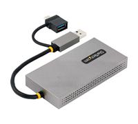 StarTech.com Adaptador de USB a HDMI Doble, USB A/C a 2 Pantallas HDMI (1x 4K30Hz, 1x 1080p), Dongle Integrado USB-A a C, Cable de 11cm, Adaptador USB 3.0 a HDMI, Windows y macOS