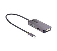StarTech.com Adaptador de Vídeo USB C, Adaptador USB Tipo C a HDMI VGA DVI hasta 4K 60Hz, Adaptador de Pantalla Multipuertos, Compatible con Thunderbolt 3/4, Adaptador de Viajes
