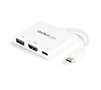 StarTech.com Adaptador Multifunción USB-C a HDMI 4K - Replicador de Puertos con Entrega de Potencia y Puerto USB-A - Blanco