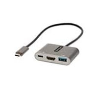 StarTech.com Adaptador Multipuertos USB C, USB Tipo C a HDMI, Vídeo de 4K, PD de 100W, Pass Through, Hub Ladrón USB 3.0 1x USBC
