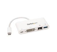 StarTech.com - Adaptador Multipuertos USB-C para Portátiles - Docking Station USB Tipo C DVI GbE con Hub Concentrador USB 3.0