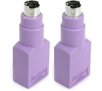 StarTech.com Adaptador Teclado o Ratón USB a Conector PS/2 PS2 MiniDIN - 1x Hembra USB - 1x Macho Mini-DIN - Púrpura (Paquete de 2)