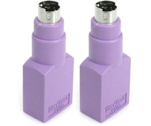 StarTech.com Adaptador Teclado o Ratón USB a Conector PS/2 PS2 MiniDIN - 1x Hembra USB - 1x Macho Mini-DIN - Púrpura (Paquete de 2)