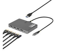 StarTech.com Adaptador USB-C a 4X Pantallas HDMI - HDMI 4K 60Hz - PD 140W de Paso para Carga de Portátiles - 1x Puerto USB 2.0 - TAA