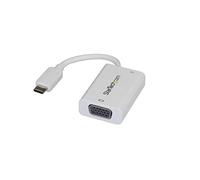 StarTech.com Adaptador USB C a VGA con Entrega de Alimentación - Conversor de Vídeo USB Tipo C a VGA de 1080p con Carga - PD de Paso de 60W - Compatible con Thunderbolt 3 - Blanco (CDP2VGAUCPW)