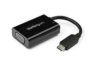 StarTech.com Adaptador USB C a VGA con Entrega de Alimentación - Convertidor de Vídeo de USB tipo C a Monitor VGA de 1080p con Carga - PD de 60W - Compatible con Thunderbolt 3 - Negro (CDP2VGAUCP)