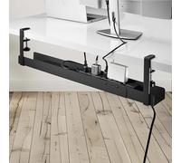 StarTech.com Bandeja de gestión de Cables para Debajo del Escritorio, Longitud Ajustable, instalación con Abrazadera, no Requiere taladrar, Color Negro