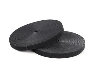 StarTech.com Bobina de 30,48m de Gancho y Bucle - Tiras Reutilizables de Gancho y Bucle - Cinta Sujetacables - Envolturas Ajustables de Tela para Gestión de Cableado - Negro (HKLP100)