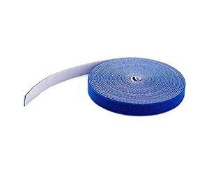 StarTech.com Bobina de 7,6m de Gancho y Bucle - Tiras Reutilizables de Gancho y Bucle - Cinta Sujetacables - Envolturas Ajustables de Tela para Gestión de Cableado - Azul (HKLP25BL)