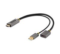 StarTech.com Cable 30cm Adaptador HDMI a DisplayPort - 4K 60Hz - Conversor HDMI 2.0 a DP 1.2 - HDR - Alimentado por el Bus USB - de Ordenador de Sobremesa o Portátil (128-HDMI-DISPLAYPORT), Gray