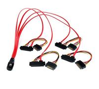StarTech.com Cable 50cm SAS Serial Attached SCSI SFF 8087 a 4x SATA Datos y Corriente Alimentación - Mini SAS mSAS iSAS Interno - Rojo