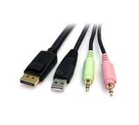 StarTech.com - Cable Conmutador KVM USB DisplayPort 4 en 1 c/ Audio y Micrófono - 6 pies