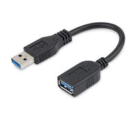 StarTech.com Cable de 15cm Adaptador de Extensión USB 3.0 (5Gbps) - USB-A Macho a USB-A Hembra - Cable Alargador USB 3.2 Gen1 - Negro (USB3EXT6INBK)