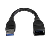 StarTech.com Cable de 15cm Extensor USB 3.0 - Alargador USB 3.0 SuperSpeed Negro