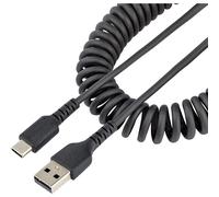 StarTech.com Cable de 1m de Carga USB A a USB C, Cable USB Tipo C Rizado de Carga Rápida y Servicio Pesado, Cable USB 2.0 A a USBC, de Fibra de Aramida Resistente, Negro (R2ACC-1M-USB-CABLE)