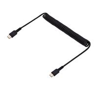 StarTech.com Cable de 1m de Carga USB C a USB C, Cable USB Tipo C Rizado de Carga Rápida y Servicio Pesado, Cable USB 2.0 USBC, de Fibra de Aramida Resistente, Negro (R2CCC-1M-USB-CABLE)