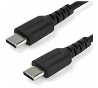 StarTech.com Cable de 1m de Carga USB C - de Carga Rápida y Sincronización USB 2.0 Tipo C a USB C para Portátiles - Revestimiento TPE de Fibra de Aramida M/M 60W Negro - iPad Pro Surface (RUSB2AC1MB)