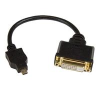 StarTech.com Cable de 20cm Adaptador Conversor Micro HDMI a DVI - Convertidor Micro HDMI Tipo D a DVI-D Monoenlace para Monitor Proyector (HDDDVIMF8IN)