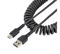 StarTech.com Cable de 50cm de Carga USB A a USB C, Cable USB Tipo C Rizado de Carga Rápida y Servicio Pesado, Cable USB 2.0 A a