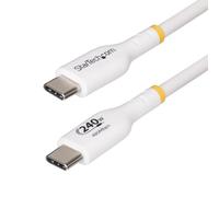 StarTech.com Cable de Carga para Portátil USB-C 4m - Cable USB Tipo C - Blanco - USB-IF - PD 240W EPR - Exterior TPE - M/M