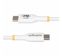 StarTech.com Cable de Carga para Portátil USB-C 1m - Cable USB Tipo C - Blanco - USB-IF - PD 240W EPR - Exterior TPE - M/M