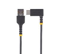 StarTech.com Cable 2m USB A a USB C Acodado - en Ángulo Recto - Cable USB-C de Carga Rápida - de Alta Resistencia - USB 2.0 A a