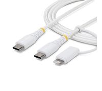 Cable StarTech 1M-U2-LNTC-CABLE USB-C a USB-C con Adaptador Lightning 1 m Blanco