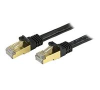 StarTech.com Cable Ethernet CAT6a de 25 pies - Cable de conexión RJ45 100 W PoE blindado de 10 Gigabit - Cable de red STP de 10 GbE con alivio de tensión - Negro probado por Fluke/cableado con