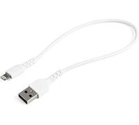 StarTech Cable Resistente USB-A a Lightning 30cm, Blanco (RUSBLTMM30CMW) | Cable de carga y sincronizacion para iPhone y iPad, Recubrimiento de TPE flexible, MFi certificado