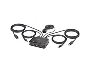 StarTech.com Cable Switch KVM USB-C de 2 Puertos - 4K60 - DisplayPort - Cables Integrados de 1,2m USB-C/Audio - Alimentado por el Bus - Conmutado por Teclas de Acceso Rápido (C2-D46-UC2-CBL-KVM)