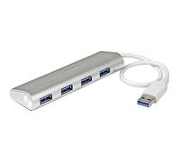 StarTech.com Concentrador Portátil USB 3.0 de 4 Puertos - 5Gbps - Hub de Aluminio con Cable Incorporado (ST3300GU3B)