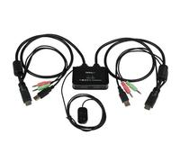 StarTech Conmutador KVM SV211HDUA – 2 puertos HDMI, USB y audio, cables integrados, 1080p – Negro