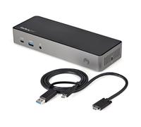StarTech.com Docking Station USB-C y USB-A 10Gb - Replicador de Puertos Híbrido Universal para 3 Monitores DisplayPort y HDMI 4K de 60Hz - PD 85W - Hub Ladrón USB de 6 Puertos - Audio - Red Gigabit