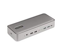 StarTech.com Estación de acoplamiento KVM USB-C para laptop doble, base DisplayPort 4K 60Hz, concentrador USB de 5 puertos, GbE, entrega de energía de 90 W/45 W a dos portátiles, Windows/Mac, base KVM