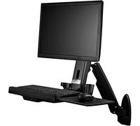 StarTech.com Estación de Trabajo de Pie y Sentado para Montaje en Pared, Para Un Monitor de hasta 24", Escritorio Ergonómico con Movimiento Total para Un Monitor VESA y Bandeja de Teclado (WALLSTS1)