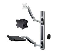 StarTech.com Estación de Trabajo Soporte de Pared para Monitor VESA de 27 Pulgadas (10kg) con Bracket para CPU / Ordenador y Bandeja para Teclado y Ratón - con Brazo Articulado para Monitor