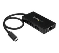 StarTech.com Hub Concentrador USB 3.0 (5Gbps) de 3 Puertos con USB-C y Ethernet