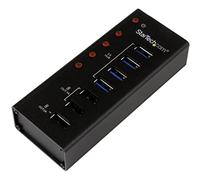 StarTech.com Hub Concentrador USB 3.0 (5Gbps) de 4 Puertos con 3 Puertos de Carga USB ( 2x 1A y 1x 2A) - Ladrón con Carcasa de Metal Montaje Pared (ST4300U3C3)