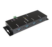 StarTech.com Hub Concentrador USB 3.0 de 4 Puertos - Ladrón USB-A Industrial de Metal - de Montaje en Carril DIN, Pared o Escritorio - Hub de Expansión TAA (ST4300USBM)