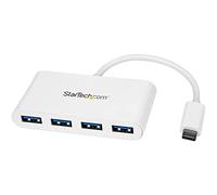 StarTech.com Hub Ladrón Concentrador USB C con 4 Puertos USB-A (USB 3.0 SuperSpeed de 5Gbps) - Alimentado por el Bus USB - USB TipoC a USB-A para Portátil - USB 3.1 Gen 1 / USB 3.2 Gen 1 - Blanco