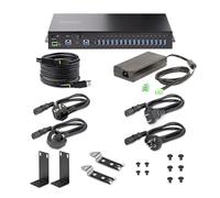 StarTech.com Hub Ladrón Industrial de Metal USB 3.0 5Gbps de 16 Puertos - de Montaje - Alimentación por Bloque de Terminales