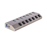 StarTech. com Hub USB-C autoalimentado de 7 Puertos con interruptores Individuales de Encendido/Apagado, concentrador de expansión USB 3.0 de 5 Gbps con Fuente de alimentación, concentrador USB-C a