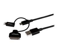 StarTech.com LTADUB1MB - Cable Combo USB a Lightning, Dock de 30 Pines, Micro USB, Color Negro