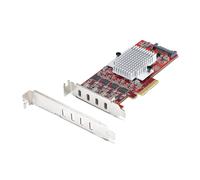 StarTech.com P10Q4C-USB-CARD-LP Tarjeta de Expansión PCIe 3.0 con 4 Puertos USB 3.2 Gen 2 Tipo-C (10 Gbps), con SATA para Alimentación y Soporte Perfil Bajo, TAA